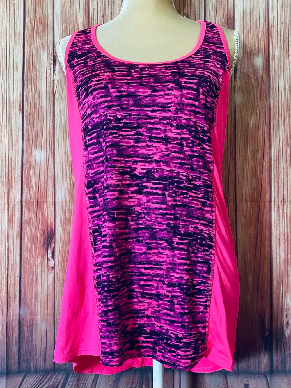 Women’s Large Tank Top Champion Hot Pink Purple Duo-Dry Racerback Stretch